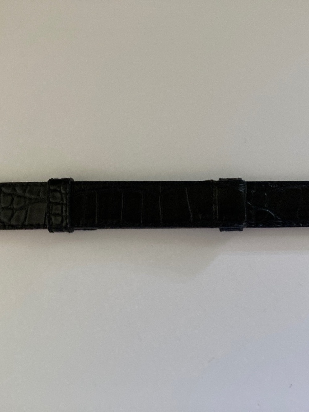 DuJour Black Croco Embossed Skinny Belt/Silver Tone Oval Buckle/M/L/24-39"/NWT! - Picture 7 of 11